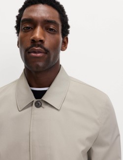 Podlouhlý kabát do deště ze směsi bavlny