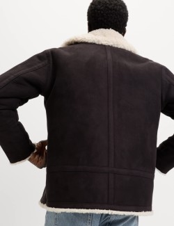 Faux Suede Aviator Jacket