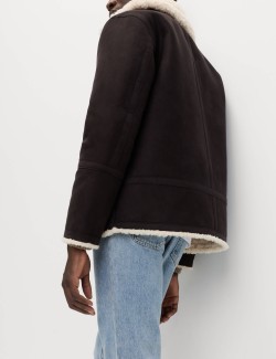 Faux Suede Aviator Jacket