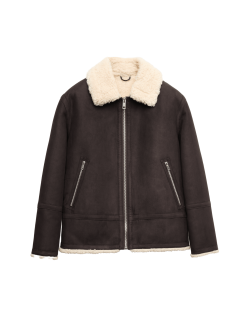 Faux Suede Aviator Jacket