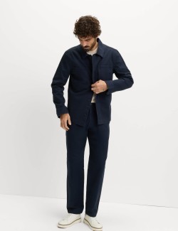 Kalhoty se vzorem rybí kosti, z čisté bavlny