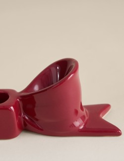 Keramický slavnostní svícen na stůl s dekorací ve tvaru mašle