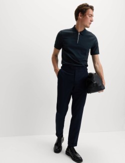 Žakárová polokošile s vysokým podílem bavlny a zipem