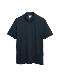 Žakárová polokošile s vysokým podílem bavlny a zipem