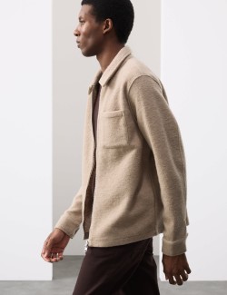 Flísová bunda na zip ze směsi vlny