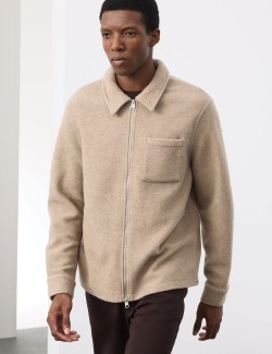 Wool Blend Zip up Fleece Jacket