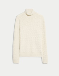 Pure Cashmere Diagonal Roll Neck Jumper