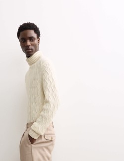 Pure Cashmere Diagonal Roll Neck Jumper