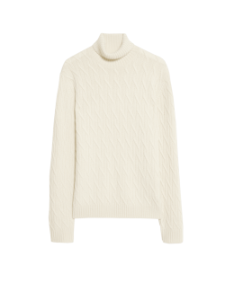 Pure Cashmere Diagonal Roll Neck Jumper