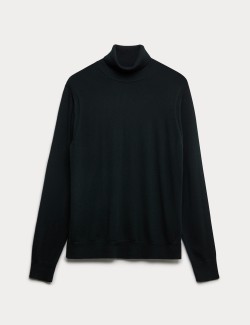 Extra Fine Merino Roll Neck Jumper with Silk