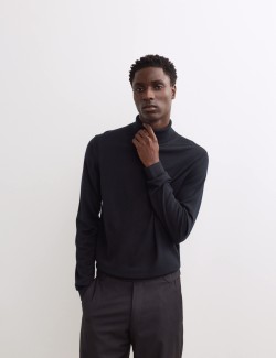 Extra Fine Merino Roll Neck Jumper with Silk