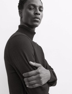 Extra Fine Merino Roll Neck Jumper with Silk