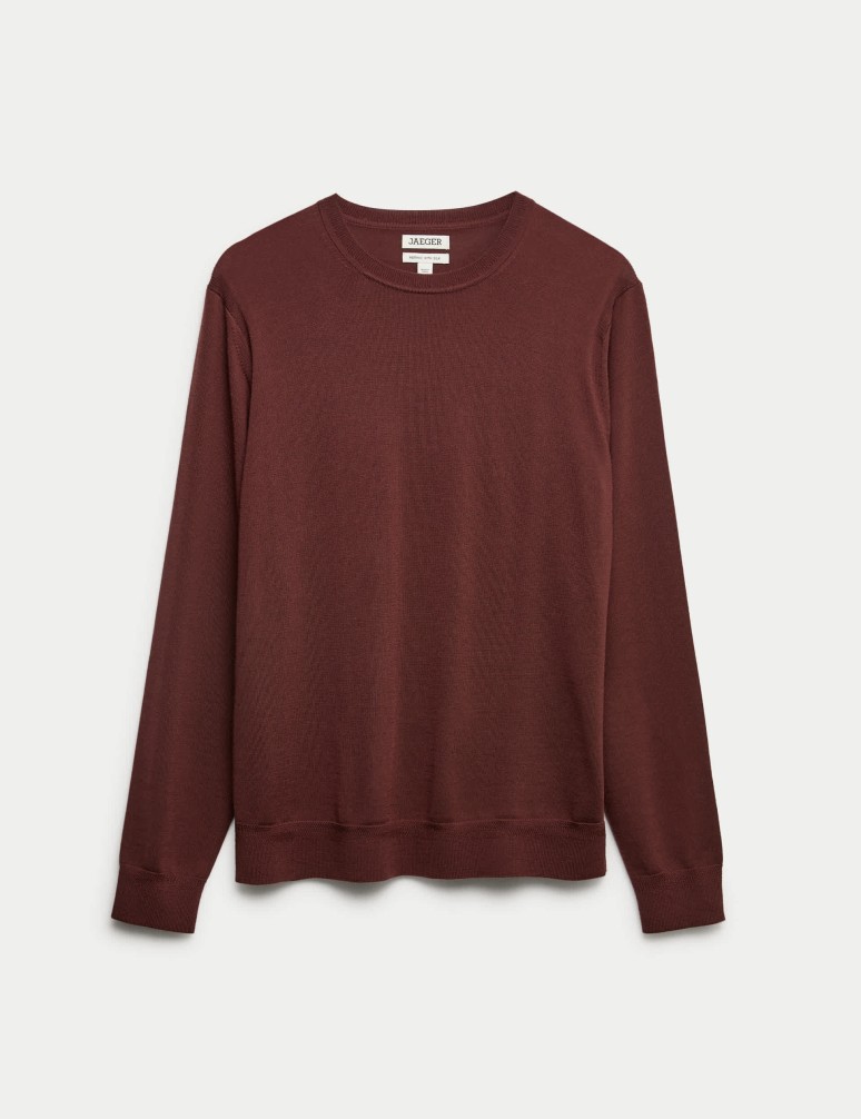 Extra Fine Merino Wool Crew Neck Jumper with Silk