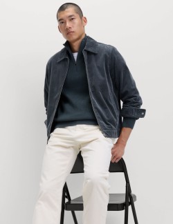 Žebrovaný svetr s polovičním zipem, ze směsi bavlny