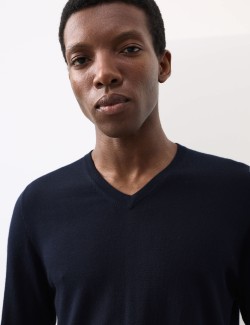 Pure Extra Fine Merino Wool V-Neck Jumper