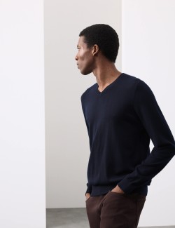 Pure Extra Fine Merino Wool V-Neck Jumper