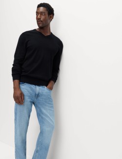 Čistě bavlněný svetr s výstřihem do V