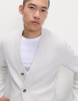 Kardigan s klikatým vzorem a výstřihem do V a vlnou