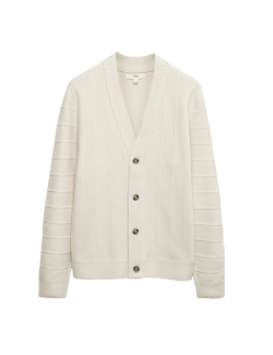 Kardigan s klikatým vzorem a výstřihem do V a vlnou