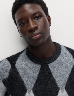 Pletená vesta ze směsi bavlny s kulatým výstřihem