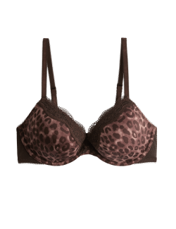 Jasmine Lace Wired Printed Plunge Bra