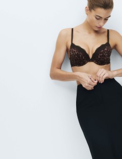 Jasmine Lace Wired Push-Up Plunge Bra (A-E)