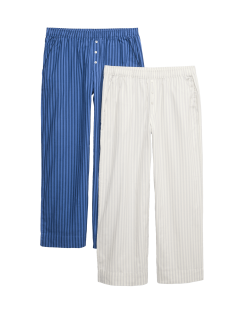 Pruhované pyžamové kalhoty z čisté bavlny, 2 ks v balení