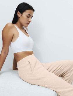 Žebrované pyžamové kalhoty s manžetovým lemem