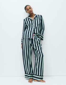 Striped Revere Wide Leg Pyjama Set
