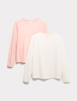 Pyžamové topy z čisté bavlny s dlouhými rukávy, 2 ks