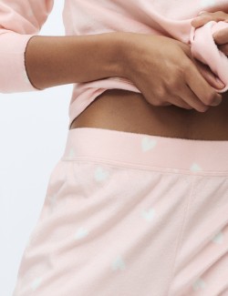 Flísová pyžamová souprava s potiskem hvězd a kalhotami s manžetovým lemem