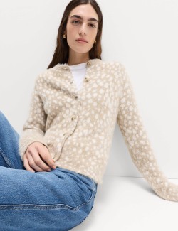 Kardigan se zvířecím potiskem a kulatým výstřihem