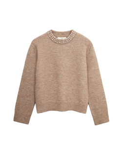 Volný vlněný svetr se zdobením