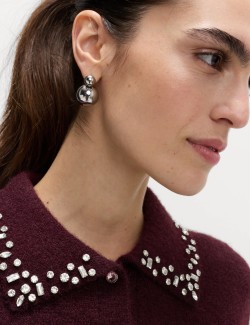 Zdobený zkrácený kardigan s vlnou