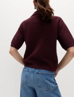 Zdobený zkrácený kardigan s vlnou