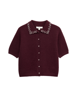 Zdobený zkrácený kardigan s vlnou