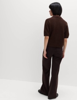 Zdobený zkrácený kardigan s vlnou