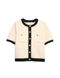 Zkrácený kardigan s kontrastními detaily