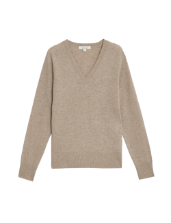 Volný svetr ze 100% kašmíru s výstřihem do V