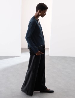 Kardigan z čistého kašmíru s výstřihem do V a knoflíky vepředu