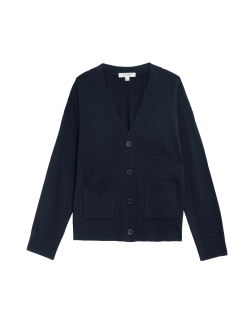 Kardigan z čistého kašmíru s výstřihem do V a knoflíky vepředu