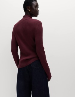 Žebrovaný svetr s rolákovým límcem