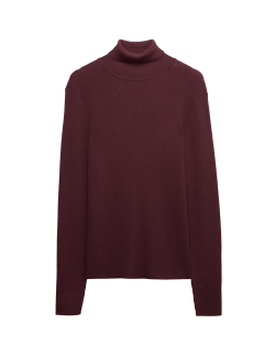 Žebrovaný svetr s rolákovým límcem