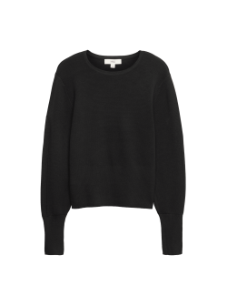 Pletený top se zvýrazněným pasem a výstřihem ke krku