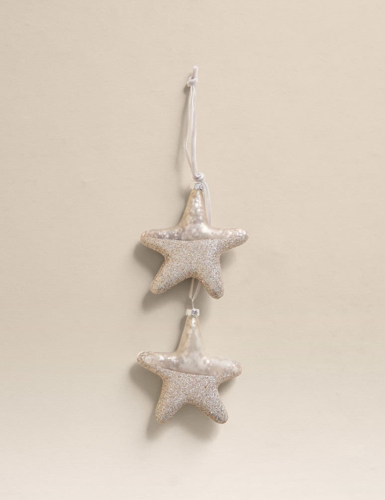 2pk Mercury Glitter Star Decorations