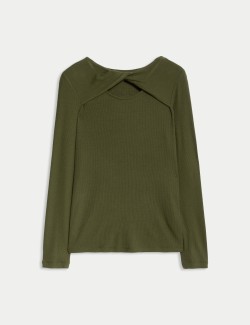 Ribbed Twist Front Top