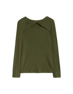 Ribbed Twist Front Top