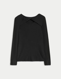 Žebrovaný top s přetočeným předním dílem