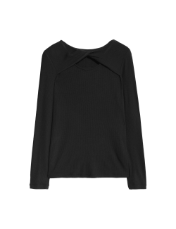 Žebrovaný top s přetočeným předním dílem