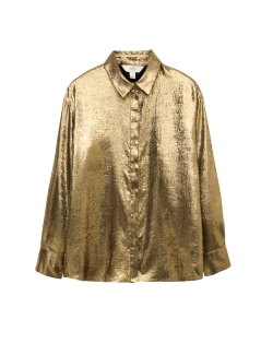 Průhledná košile s límečkem a fóliovým potiskem